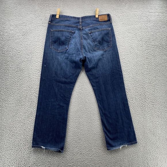 AG Adriano Goldschmied Men's Straight Jeans - Dark Blue - Picture 13 of 16